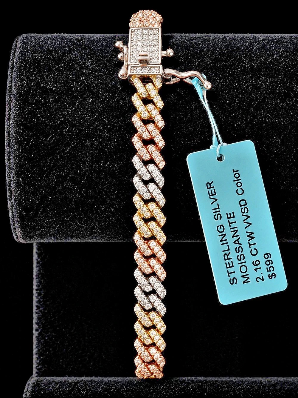 Monaco Iced Cuban Link Bracelet Two-Tone Crystal Link Bracelet